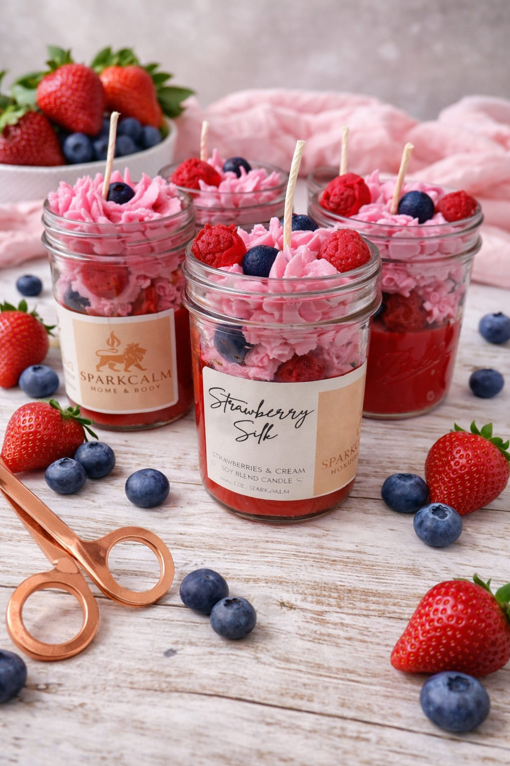 Strawberries & Cream Soy Candle  Freedom to indulge softly.