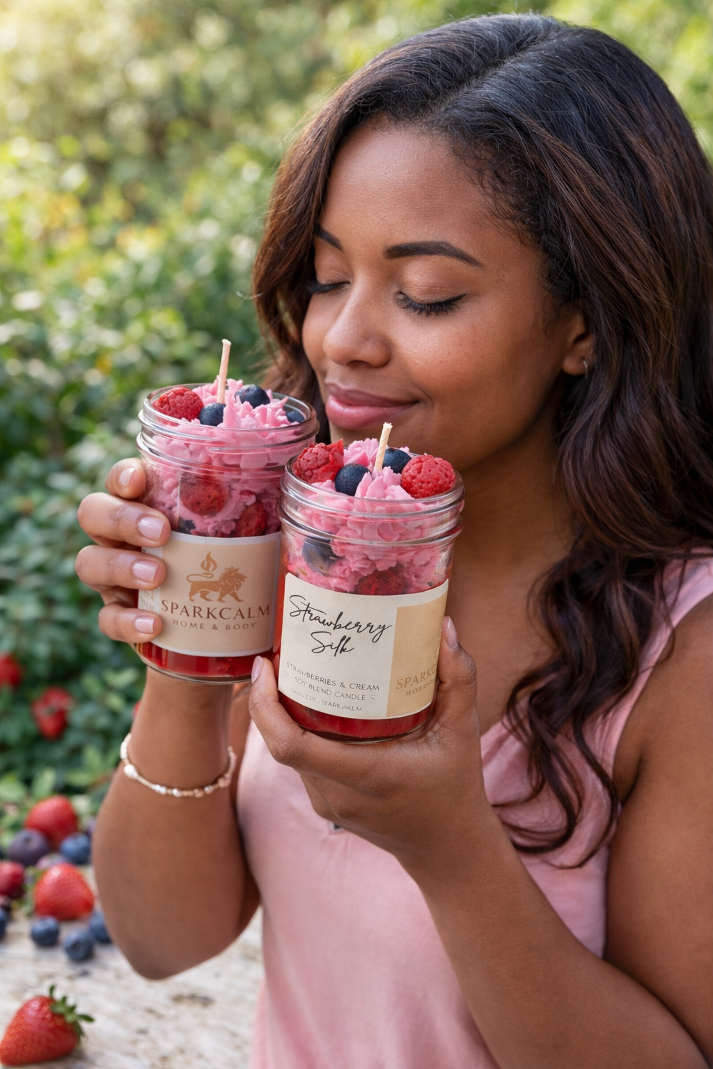 Strawberries & Cream Soy Candle  Freedom to indulge softly.